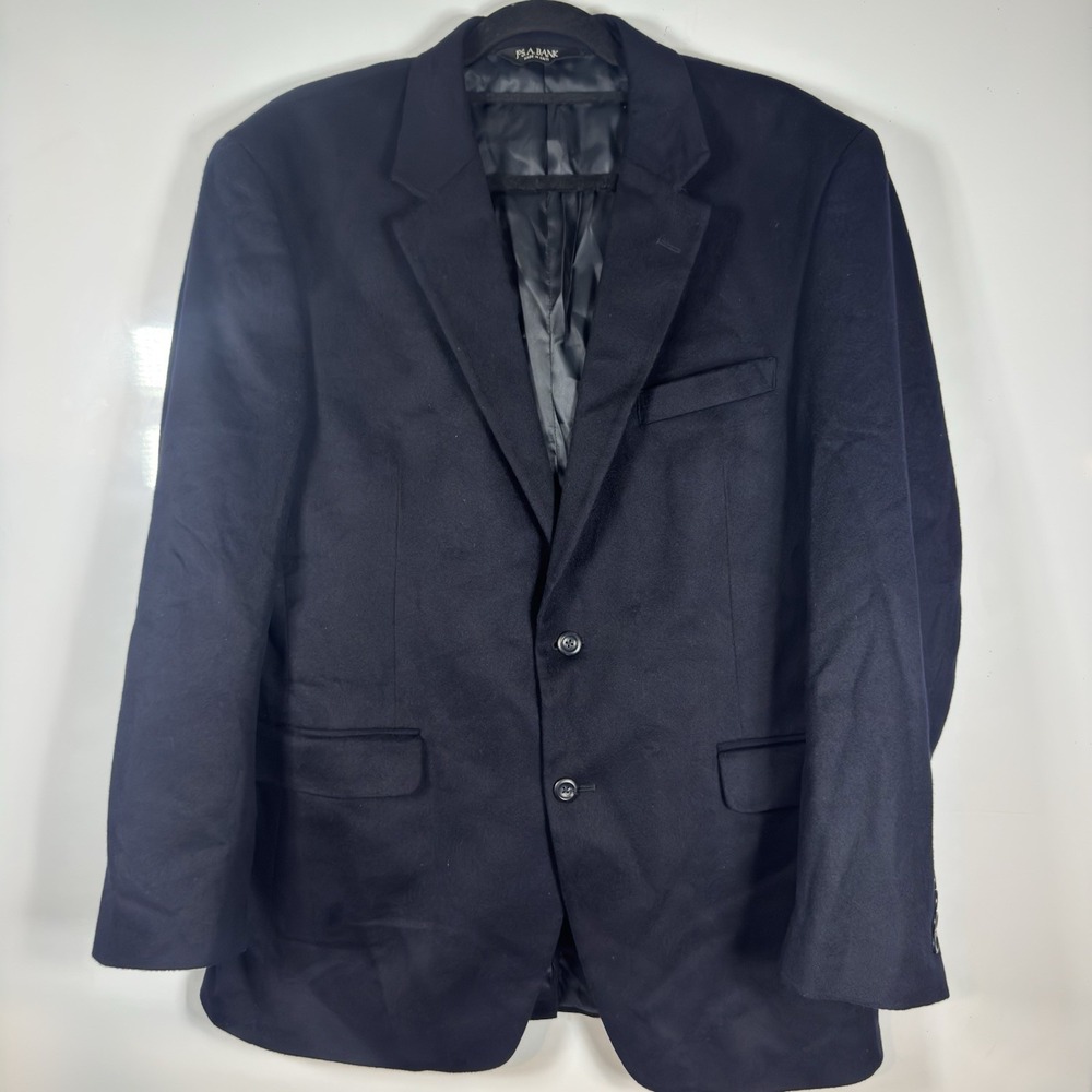 Jos A Bank Navy Blue 100% Cashmere Blazer Sport Coat Mens 42R Two Button 44051